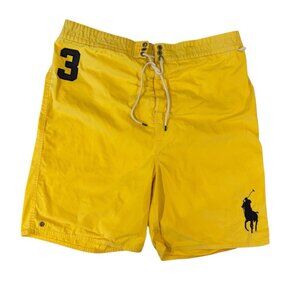 Polo Ralph Lauren Swim Trunks Mens XL Tall Yellow Navy Big Pony 3 Board Short